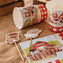 Mini Cake Topper di Carta Mix Animali della Fattoria "Little Farm" 5pz Fattoria