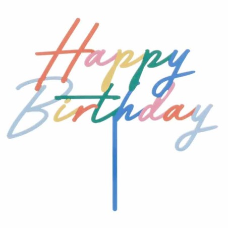 Cake Topper di Plastica 18cm Happy Birthday Multicolor Novità Giugno 2026