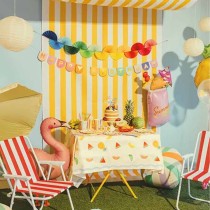 Tovaglia di Carta 120x180cm con Frutta, Ananas, Lime, Arancia e Anguria Festa Tema Frutta