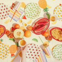 Tovaglia di Carta 120x180cm con Frutta, Ananas, Lime, Arancia e Anguria Festa Tema Frutta