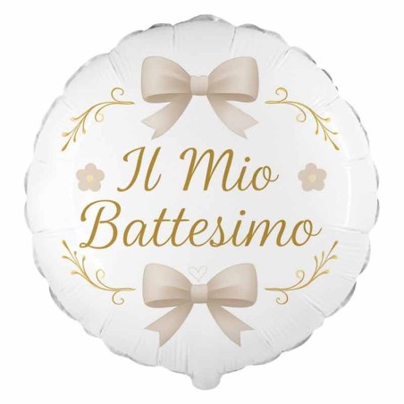 Palloncino in Foil 18" Il Mio Battesimo con Fiocchi Sabbia Nascita e Battesimo