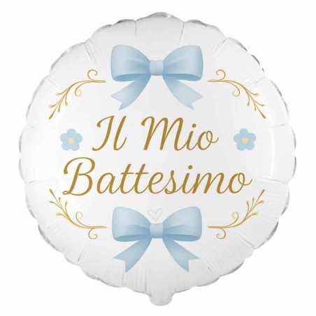 Palloncino in Foil 18" Il Mio Battesimo con Fiocchi Celesti Palloncini Battesimo Celeste