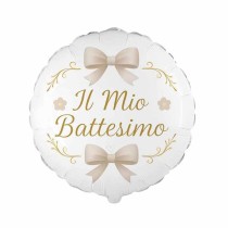 Palloncino in Foil 9" Mini Shape Il Mio Battesimo con Fiocchi Sabbia 5pz Nascita e Battesimo