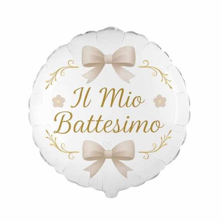 Palloncino in Foil 9" Mini Shape Il Mio Battesimo con Fiocchi Sabbia 5pz Nascita e Battesimo