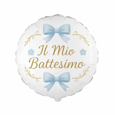 Palloncino in Foil 9" Mini Shape Il Mio Battesimo con Fiocchi Celesti 5pz Palloncini Battesimo Celeste