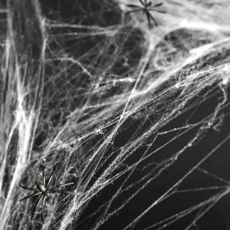 Ragnatela Bianca con 6 Ragni 100gr Addobbi e Festoni Halloween