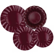 Tovagliolo di Carta Ø33cm Smerlato Wavy Borgogna, Bordeaux 16pz Bordeaux "Burgundy"