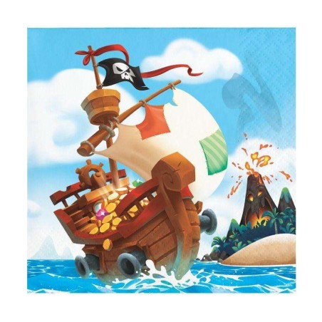 Tovagliolino di Carta 25x25cm Tesoro dei Pirati "Pirate Treasure" 16pz Festa Tema Pirata "Pirates"