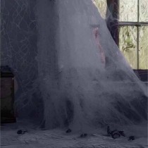 Ragnatela Nera con 6 Ragni Arancione 100gr Addobbi e Festoni Halloween