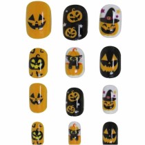 Unghie Finte per Bambini decorate con Zucche di Halloween 12pz Accessori Persona Halloween