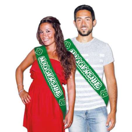 Fascia Premio "Maggiorenne" Verde 168cm Accessori e Palloncini 18° Compleanno