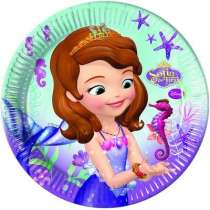 Piatto di Carta 23cm con Sofia Perla del Mare 8pz Principessa Sofia