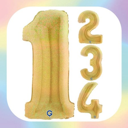 Numeri 40" Oro Glitter Olograf."Gold"