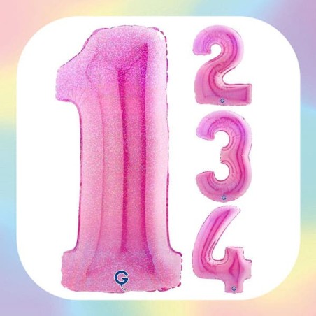 Numeri 40" Fucsia Glitter Ologr."Fuxia"