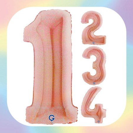 Numeri 40" Rose Gold Glitter Olograf.