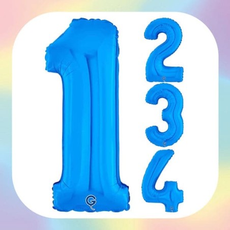 Palloncino in Foil 14" Numero 0 Blu "Blue" | Balloon Party