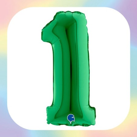 Palloncino in Foil 7" Numero 1 Verde "Green" | Balloon Party