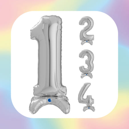 Palloncino in Foil 25" Standups Numero 0 Argento "Silver"