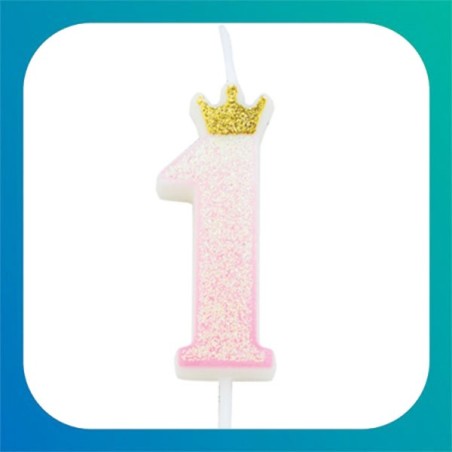 Candeline a forma di numero rosa glitter da 9,5 cm
