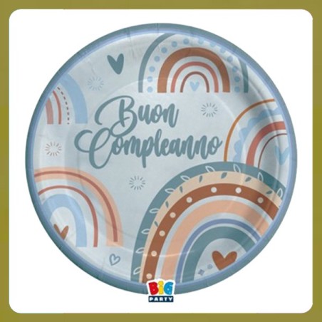 Coordinato Tavola Buon Compleanno Boho Celeste