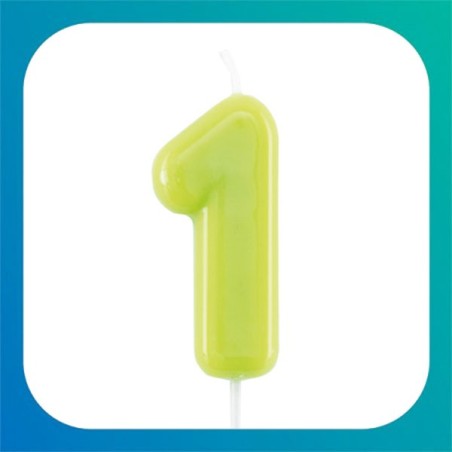 Candeline a forma di numero glossy verde lime da 10,5 cm