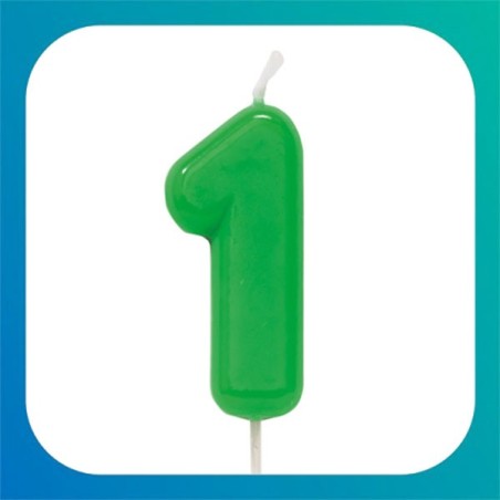 Candeline a forma di numero glossy verde da 10,5 cm