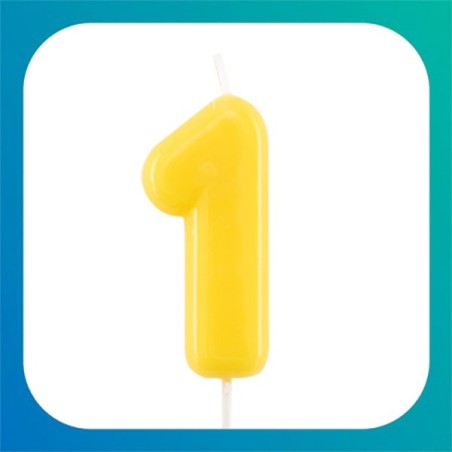 Candeline a forma di numero glossy giallo limone da 10,5 cm
