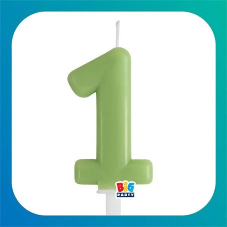 Candeline compleanno tiny plump verde oliva 7 cm