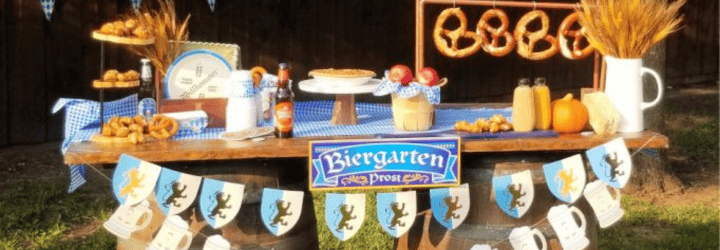 banchetto allestito a tema oktoberfesta a casa