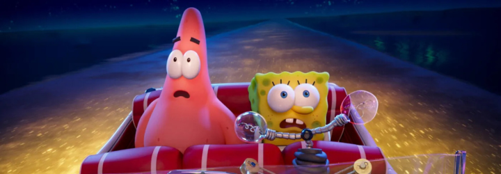 Spongebob e Patrick in un auto futuristica
